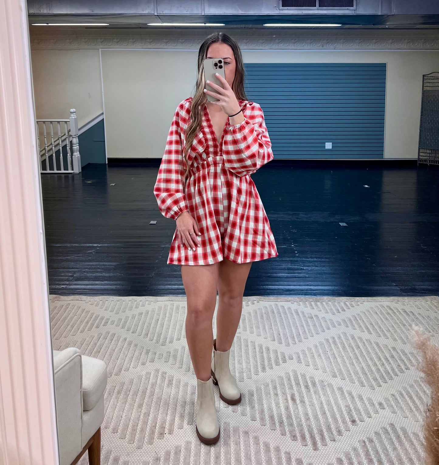 Wine Plaid Romper